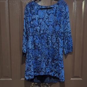 Lucky Brand Floral Blue Tunic Top